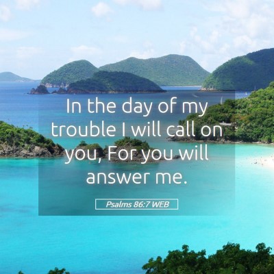 Picture 05 - Psalms 86:7 WEB - In the day of my trouble I will call on you, For - Bible Verse Picture