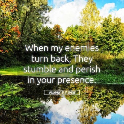 Picture 05 - Psalms 9:3 WEB - When my enemies turn back, They stumble and - Bible Verse Picture