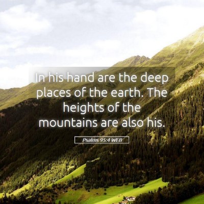 Picture 05 - Psalms 95:4 WEB - In his hand are the deep places of the earth. The - Bible Verse Picture