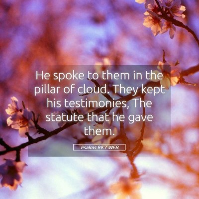 Picture 05 - Psalms 99:7 WEB - He spoke to them in the pillar of cloud. They - Bible Verse Picture