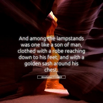 Picture 05 - Revelation 1:13 WEB - And among the lampstands was one like a son of - Bible Verse Picture