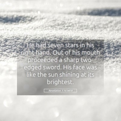 Picture 05 - Revelation 1:16 WEB - He had seven stars in his right hand. Out of his - Bible Verse Picture