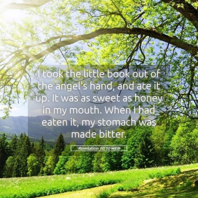 Picture 05 - Revelation 10:10 WEB - I took the little book out of the angel's hand, - Bible Verse Picture