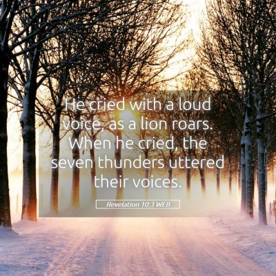 Picture 05 - Revelation 10:3 WEB - He cried with a loud voice, as a lion roars. When - Bible Verse Picture