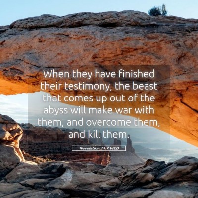 Picture 05 - Revelation 11:7 WEB - When they have finished their testimony, the - Bible Verse Picture