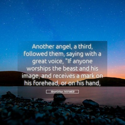 Picture 05 - Revelation 14:9 WEB - Another angel, a third, followed them, saying - Bible Verse Picture