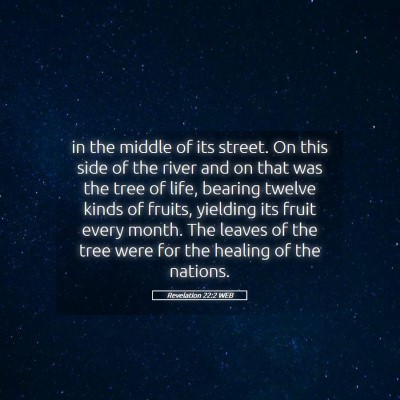Picture 05 - Revelation 22:2 WEB - in the middle of its street. On this side of the - Bible Verse Picture