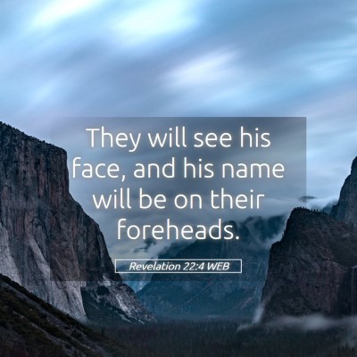 Picture 05 - Revelation 22:4 WEB - They will see his face, and his name will be on - Bible Verse Picture