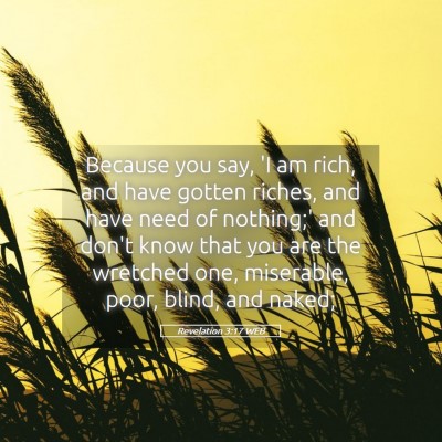 Picture 05 - Revelation 3:17 WEB - Because you say, 'I am rich, and have gotten - Bible Verse Picture
