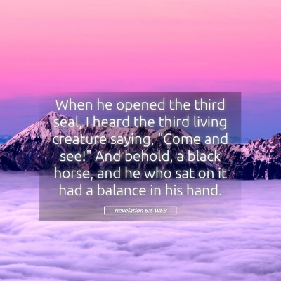 Picture 05 - Revelation 6:5 WEB - When he opened the third seal, I heard the third - Bible Verse Picture