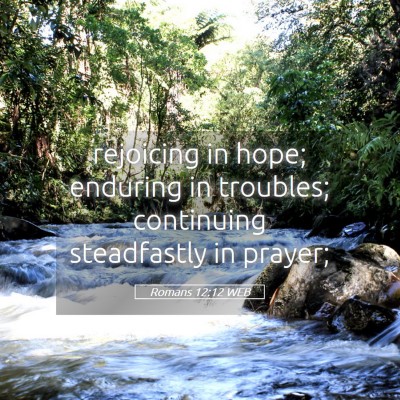 Picture 05 - Romans 12:12 WEB - rejoicing in hope; enduring in troubles; - Bible Verse Picture