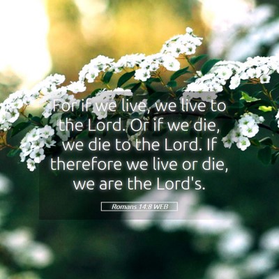Picture 05 - Romans 14:8 WEB - For if we live, we live to the Lord. Or if we - Bible Verse Picture