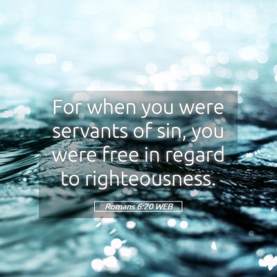 Picture 05 - Romans 6:20 WEB - For when you were servants of sin, you were free - Bible Verse Picture