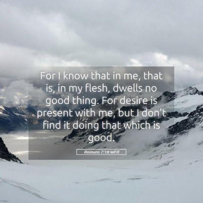 Picture 05 - Romans 7:18 WEB - For I know that in me, that is, in my flesh, - Bible Verse Picture
