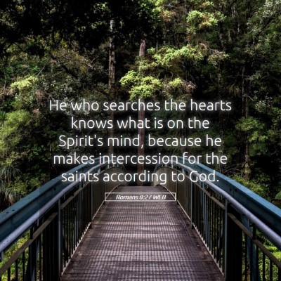 Picture 05 - Romans 8:27 WEB - He who searches the hearts knows what is on the - Bible Verse Picture