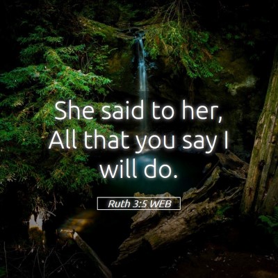 Picture 05 - Ruth 3:5 WEB - She said to her, All that you say I will - Bible Verse Picture