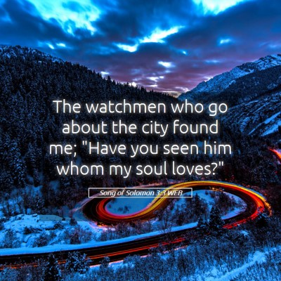 Picture 05 - Song of Solomon 3:3 WEB - The watchmen who go about the city found me; - Bible Verse Picture