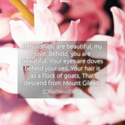 Picture 05 - Song of Solomon 4:1 WEB - Behold, you are beautiful, my love. Behold, you - Bible Verse Picture