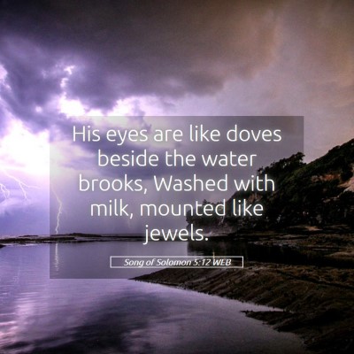 Picture 05 - Song of Solomon 5:12 WEB - His eyes are like doves beside the water brooks, - Bible Verse Picture
