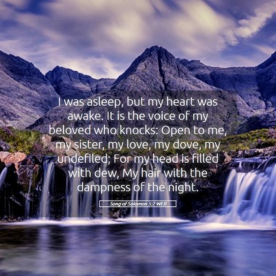 Picture 05 - Song of Solomon 5:2 WEB - I was asleep, but my heart was awake. It is the - Bible Verse Picture