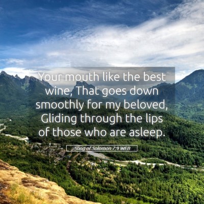 Picture 05 - Song of Solomon 7:9 WEB - Your mouth like the best wine, That goes down - Bible Verse Picture
