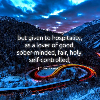 Picture 05 - Titus 1:8 WEB - but given to hospitality, as a lover of good, - Bible Verse Picture