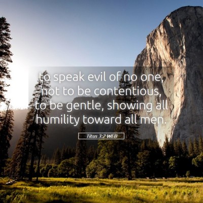 Picture 05 - Titus 3:2 WEB - to speak evil of no one, not to be contentious, - Bible Verse Picture