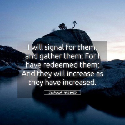 Picture 05 - Zechariah 10:8 WEB - I will signal for them, and gather them; For I - Bible Verse Picture
