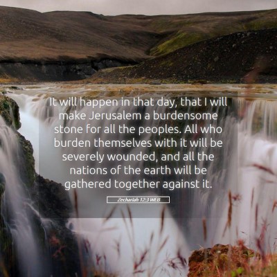 Picture 05 - Zechariah 12:3 WEB - It will happen in that day, that I will make - Bible Verse Picture
