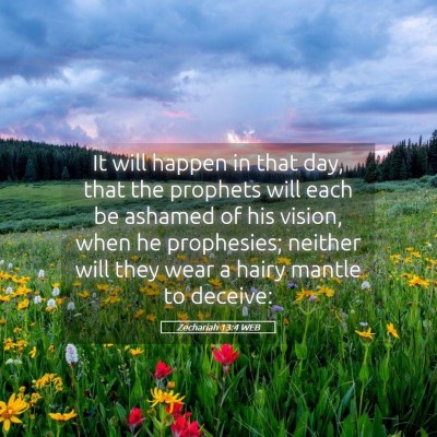 Picture 05 - Zechariah 13:4 WEB - It will happen in that day, that the prophets - Bible Verse Picture