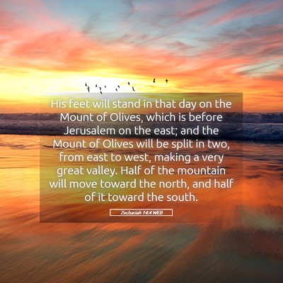 Picture 05 - Zechariah 14:4 WEB - His feet will stand in that day on the Mount of - Bible Verse Picture