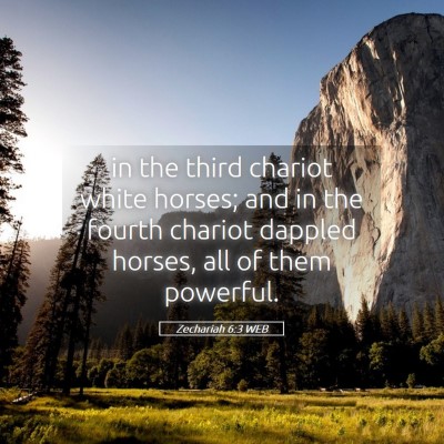 Picture 05 - Zechariah 6:3 WEB - in the third chariot white horses; and in the - Bible Verse Picture