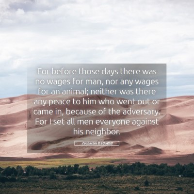 Picture 05 - Zechariah 8:10 WEB - For before those days there was no wages for man, - Bible Verse Picture