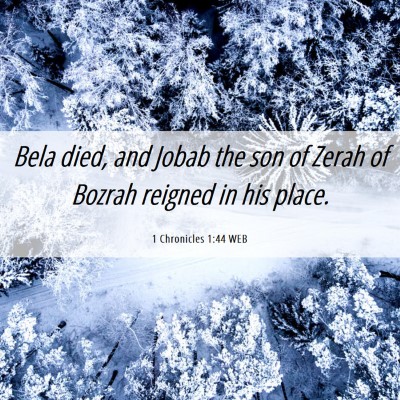 Picture 06 - 1 Chronicles 1:44 WEB - Bela died, and Jobab the son of Zerah of Bozrah - Bible Verse Picture