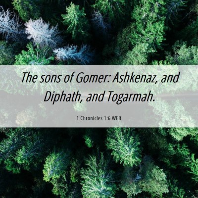 Picture 06 - 1 Chronicles 1:6 WEB - The sons of Gomer: Ashkenaz, and Diphath, and - Bible Verse Picture