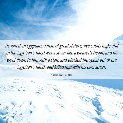 Picture 06 - 1 Chronicles 11:23 WEB - He killed an Egyptian, a man of great stature, - Bible Verse Picture