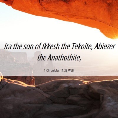 Picture 06 - 1 Chronicles 11:28 WEB - Ira the son of Ikkesh the Tekoite, Abiezer the - Bible Verse Picture
