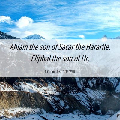 Picture 06 - 1 Chronicles 11:35 WEB - Ahiam the son of Sacar the Hararite, Eliphal the - Bible Verse Picture