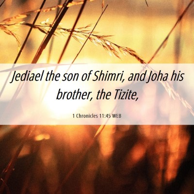 Picture 06 - 1 Chronicles 11:45 WEB - Jediael the son of Shimri, and Joha his brother, - Bible Verse Picture