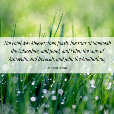 Picture 06 - 1 Chronicles 12:3 WEB - The chief was Ahiezer; then Joash, the sons of - Bible Verse Picture