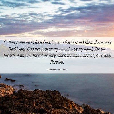Picture 06 - 1 Chronicles 14:11 WEB - So they came up to Baal Perazim, and David struck - Bible Verse Picture