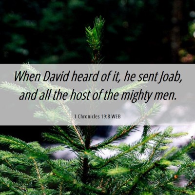 Picture 06 - 1 Chronicles 19:8 WEB - When David heard of it, he sent Joab, and all the - Bible Verse Picture