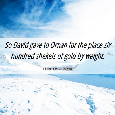Picture 06 - 1 Chronicles 21:25 WEB - So David gave to Ornan for the place six hundred - Bible Verse Picture