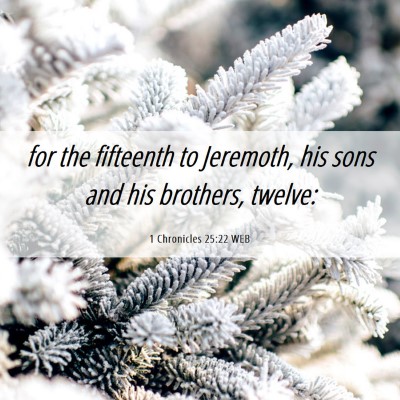 Picture 06 - 1 Chronicles 25:22 WEB - for the fifteenth to Jeremoth, his sons and his - Bible Verse Picture