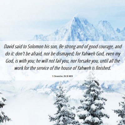 Picture 06 - 1 Chronicles 28:20 WEB - David said to Solomon his son, Be strong and of - Bible Verse Picture
