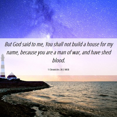 Picture 06 - 1 Chronicles 28:3 WEB - But God said to me, You shall not build a house - Bible Verse Picture