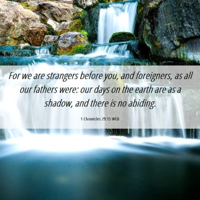 Picture 06 - 1 Chronicles 29:15 WEB - For we are strangers before you, and foreigners, - Bible Verse Picture