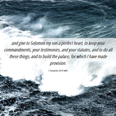 Picture 06 - 1 Chronicles 29:19 WEB - and give to Solomon my son a perfect heart, to - Bible Verse Picture
