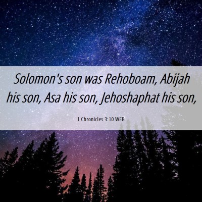 Picture 06 - 1 Chronicles 3:10 WEB - Solomon's son was Rehoboam, Abijah his son, Asa - Bible Verse Picture