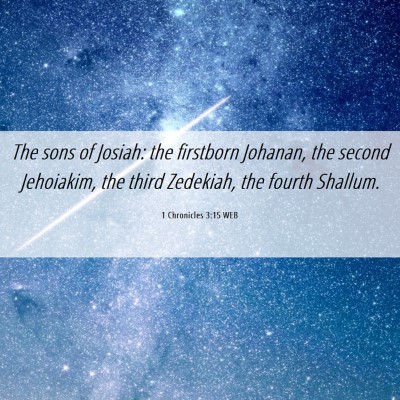 Picture 06 - 1 Chronicles 3:15 WEB - The sons of Josiah: the firstborn Johanan, the - Bible Verse Picture